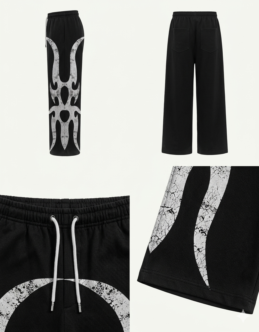 Pantalones de Calle para Hombre con Diseño de Llamas Grises – Estilo Urbano Casual y Cómodo
