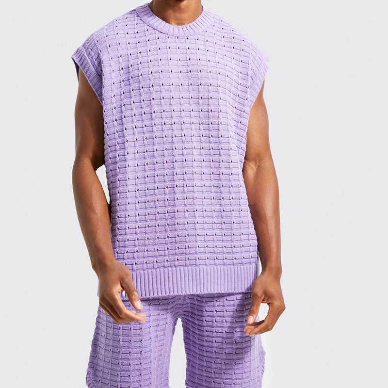 Conjunto de Verano Premium para Hombre: Camisa de Manga Corta y Shorts con Textura Waffle