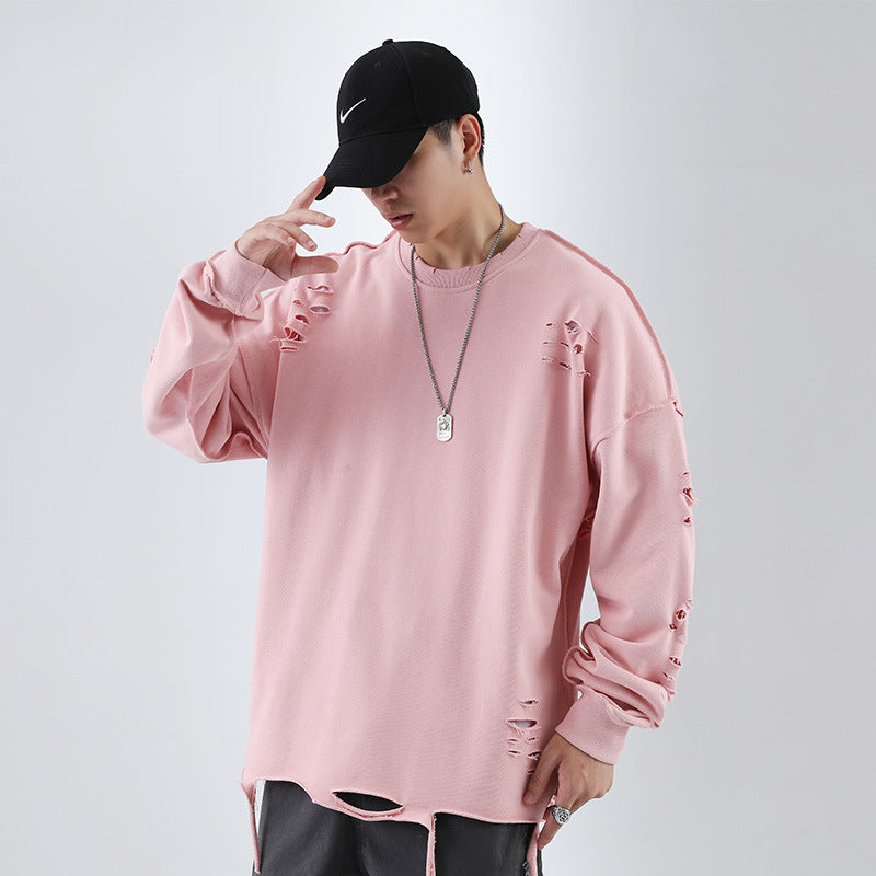 Suéter Oversize "Ripped Streetwear" para Hombre - Estilo Urbano Holgado con Detalles Rasgados