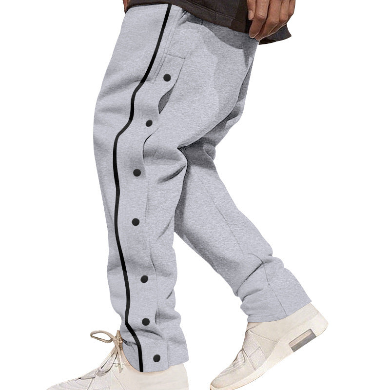 Pantalones de Baloncesto con Botones Laterales - Joggers Retro de Apertura Rápida para Hombre