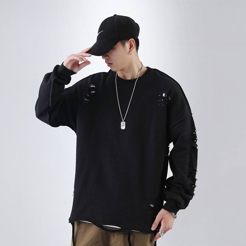 Suéter Oversize "Ripped Streetwear" para Hombre - Estilo Urbano Holgado con Detalles Rasgados