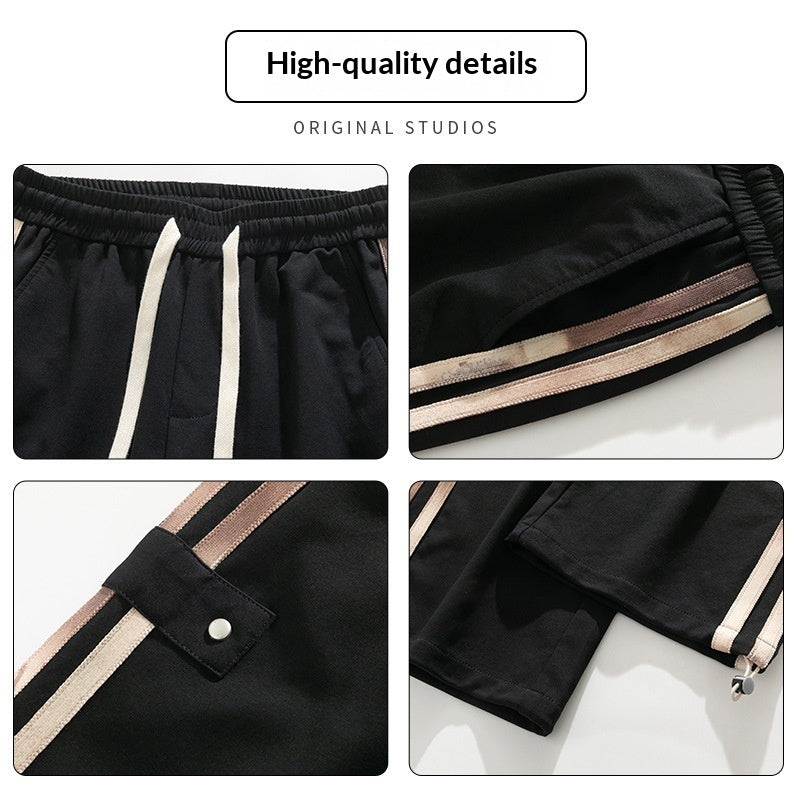 Pantalones High-Street de Tres Rayas – Joggers Urbanos de Pierna Recta y Tela de Bambú