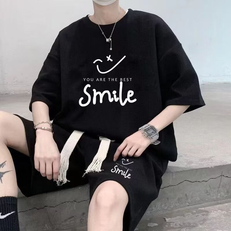 Conjunto Deportivo "Waffle" para Joven - Camiseta de Manga Corta y Bermudas (Estilo Casual de Verano)
