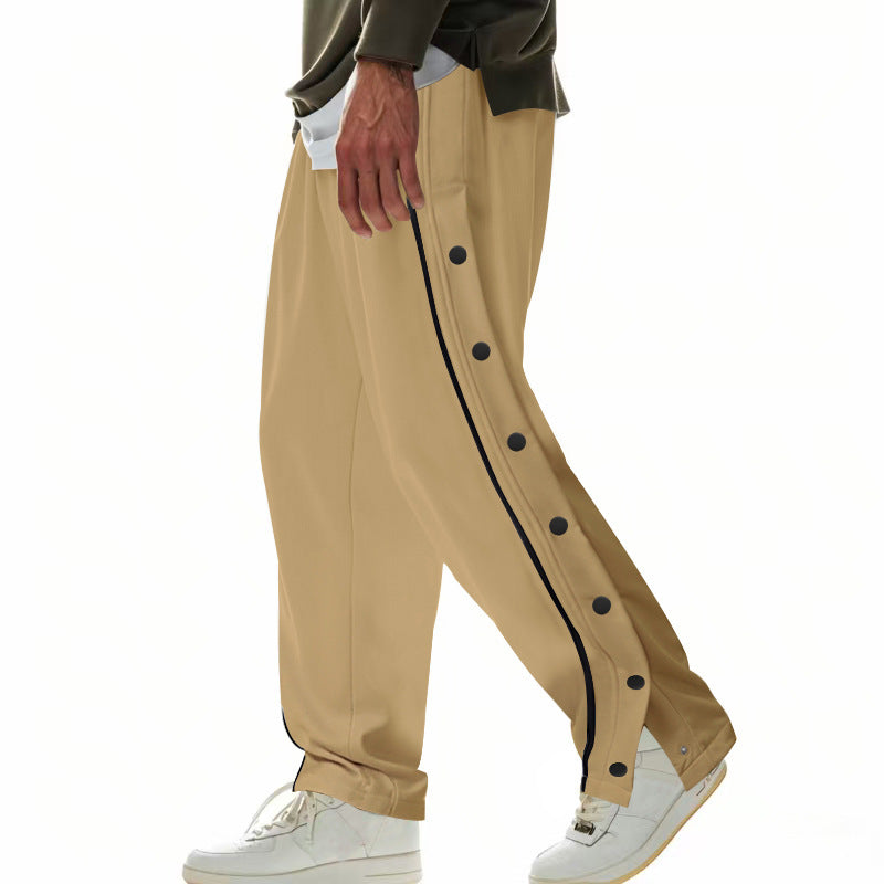 Pantalones de Baloncesto con Botones Laterales - Joggers Retro de Apertura Rápida para Hombre