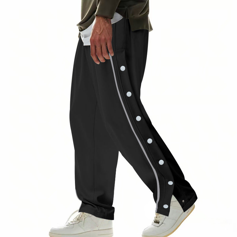 Pantalones de Baloncesto con Botones Laterales - Joggers Retro de Apertura Rápida para Hombre