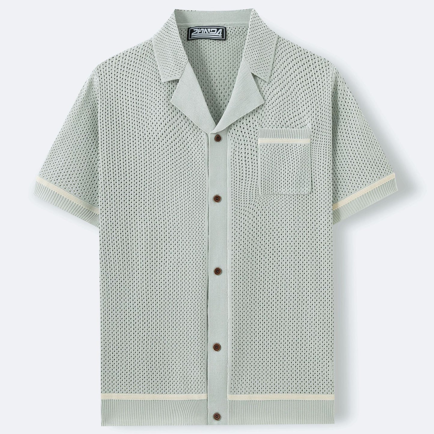 Polo de Punto Premium con Cuello Cubano para Hombre - Estilo Retro de Verano
