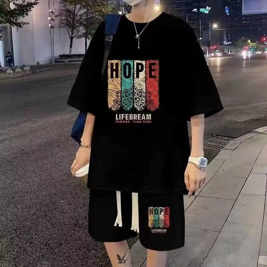 Conjunto Deportivo "Waffle" para Joven - Camiseta de Manga Corta y Bermudas (Estilo Casual de Verano)