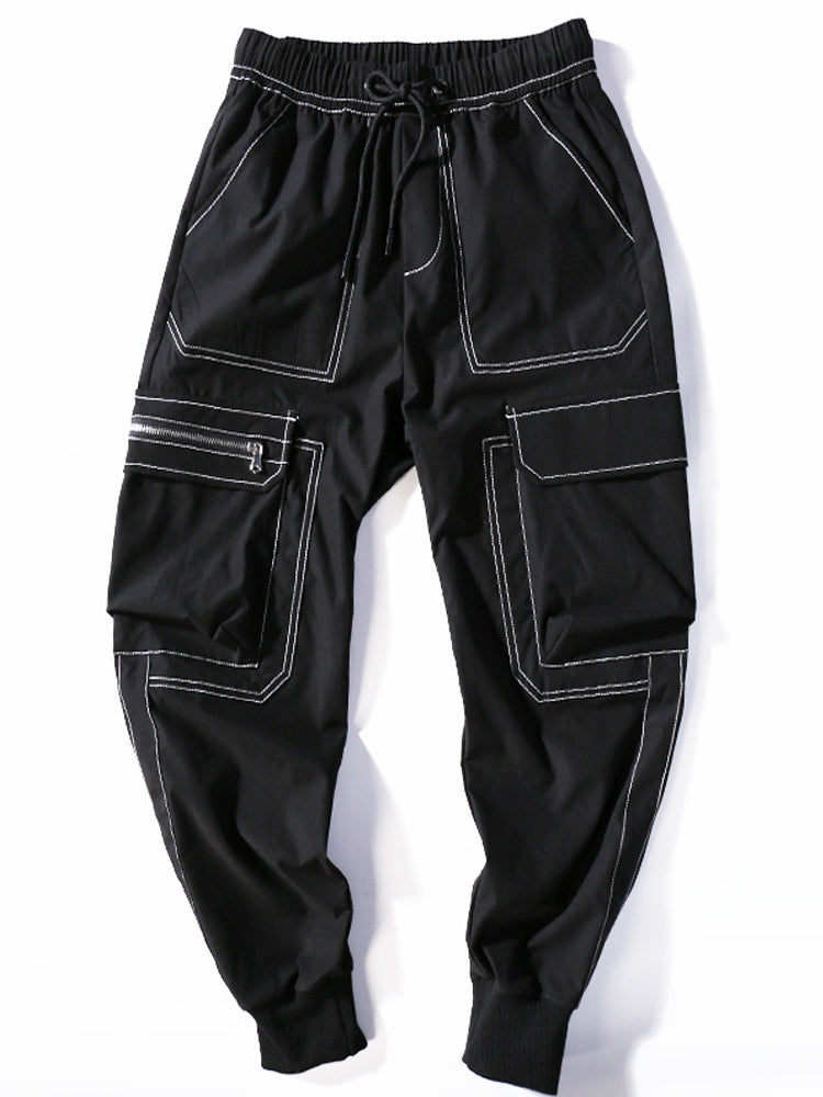 Pantalones Casuales de Algodón Minimalistas - Joggers de Corte Recto con Cordón Ajustable