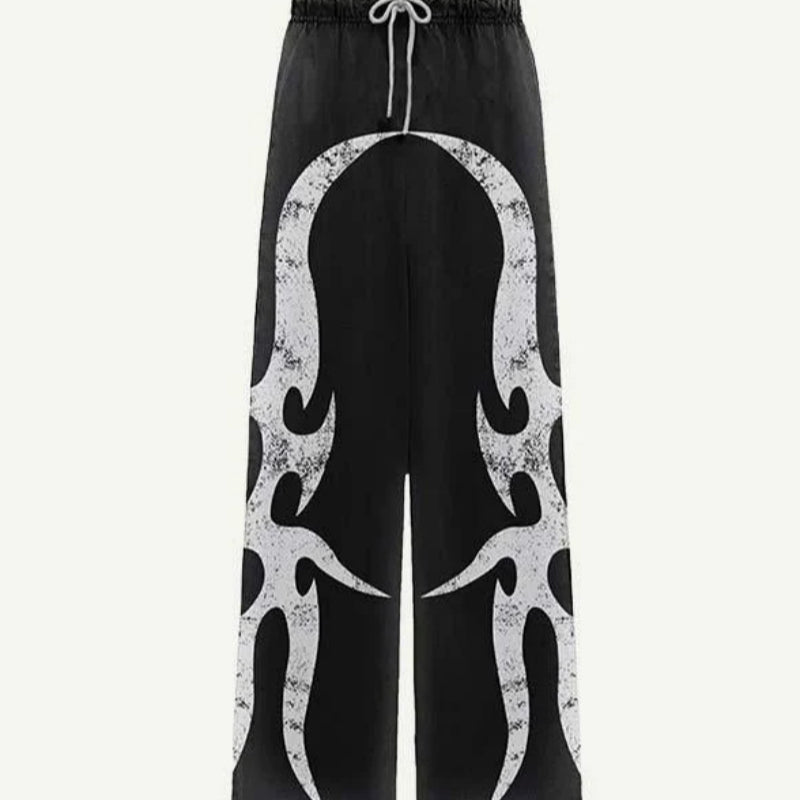 Pantalones de Calle para Hombre con Diseño de Llamas Grises – Estilo Urbano Casual y Cómodo