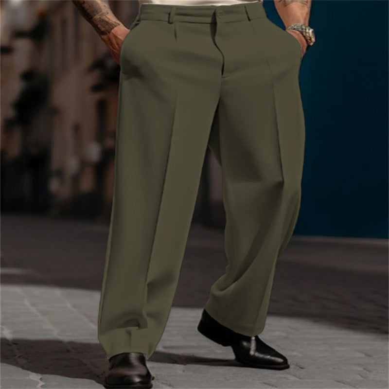 Pantalón de Vestir Moderno Slim Fit - Pantalones Formales Rectos con Bolsillo Diagonal