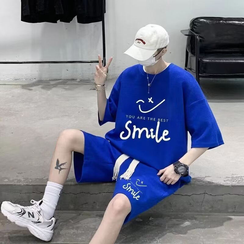 Conjunto Deportivo "Waffle" para Joven - Camiseta de Manga Corta y Bermudas (Estilo Casual de Verano)