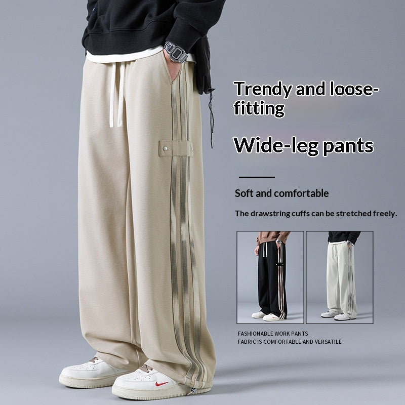 Pantalones High-Street de Tres Rayas – Joggers Urbanos de Pierna Recta y Tela de Bambú