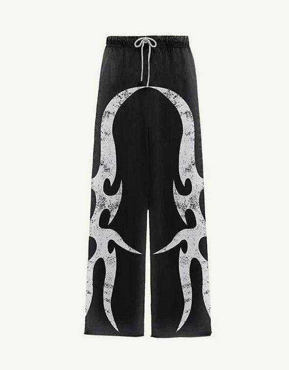 Pantalones de Calle para Hombre con Diseño de Llamas Grises – Estilo Urbano Casual y Cómodo